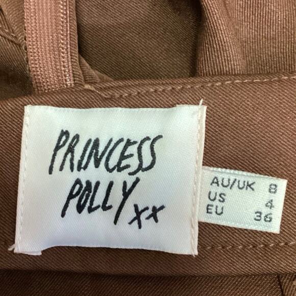 Princess Polly Brown Chain Belt Flared Leg Stretch Ankle Trousers Pants Size 4 - Picture 5 of 6